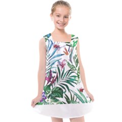 Tropical T- Shirt Tropical Bloom Wool Flowers T- Shirt Kids  Cross Back Dress