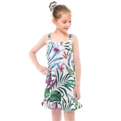 Tropical T- Shirt Tropical Bloom Wool Flowers T- Shirt Kids  Overall Dress