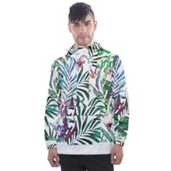 Tropical T- Shirt Tropical Bloom Wool Flowers T- Shirt Men s Front Pocket Pullover Windbreaker