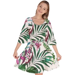 Tropical T- Shirt Tropical Bloom Wool Flowers T- Shirt Velour Kimono Dress