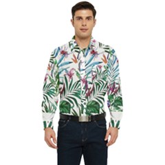 Tropical T- Shirt Tropical Bloom Wool Flowers T- Shirt Men s Long Sleeve Pocket Shirt 