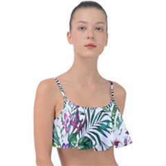 Tropical T- Shirt Tropical Bloom Wool Flowers T- Shirt Frill Bikini Top