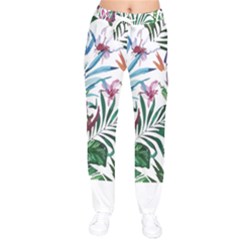 Tropical T- Shirt Tropical Bloom Wool Flowers T- Shirt Women Velvet Drawstring Pants