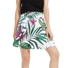 Tropical T- Shirt Tropical Bloom Wool Flowers T- Shirt Waistband Skirt