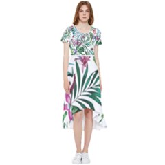 Tropical T- Shirt Tropical Bloom Wool Flowers T- Shirt High Low Boho Dress