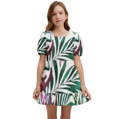 Tropical T- Shirt Tropical Bloom Wool Flowers T- Shirt Kids  Short Sleeve Dolly Dress