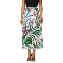 Tropical T- Shirt Tropical Bloom Wool Flowers T- Shirt Classic Midi Chiffon Skirt