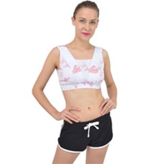 Tropical T- Shirt Tropical Bright Shrimp Flower T- Shirt V-back Sports Bra by maxcute