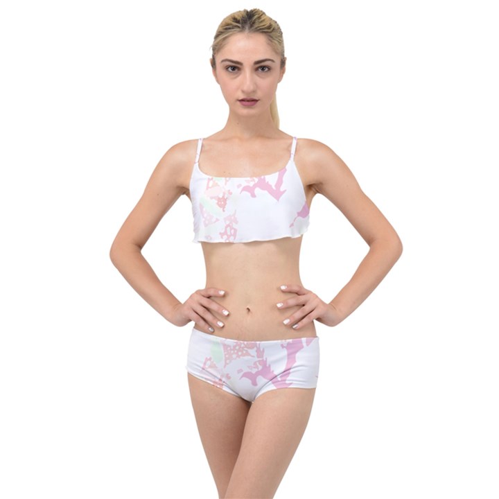 Tropical T- Shirt Tropical Bright Shrimp Flower T- Shirt Layered Top Bikini Set