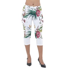 Tropical T- Shirt Tropical Bright Woods T- Shirt Lightweight Velour Capri Leggings  by maxcute