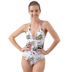 Tropical T- Shirt Tropical Charming Hissing T- Shirt Halter Cut-out One Piece Swimsuit by maxcute