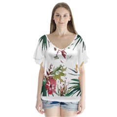 Tropical T- Shirt Tropical Charming Hissing T- Shirt V-neck Flutter Sleeve Top by maxcute