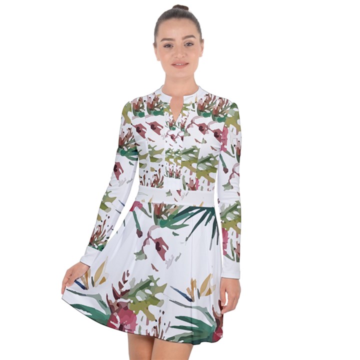 Tropical T- Shirt Tropical Charming Hissing T- Shirt Long Sleeve Panel Dress