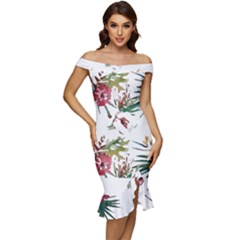 Tropical T- Shirt Tropical Charming Hissing T- Shirt Off Shoulder Ruffle Split Hem Bodycon Dress by maxcute