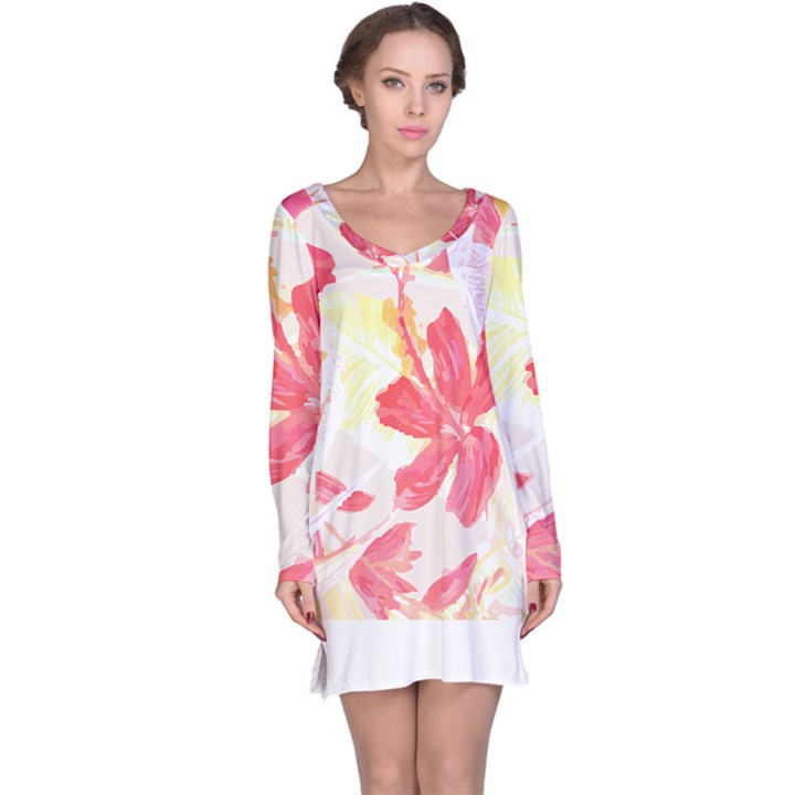 Tropical T- Shirt Tropical Creative Hawaiian T- Shirt Long Sleeve Nightdress