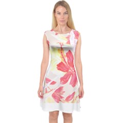 Tropical T- Shirt Tropical Creative Hawaiian T- Shirt Capsleeve Midi Dress by maxcute