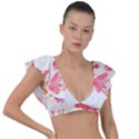 Tropical T- Shirt Tropical Creative Hawaiian T- Shirt Plunge Frill Sleeve Bikini Top View1