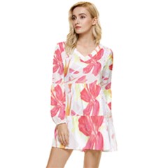 Tropical T- Shirt Tropical Creative Hawaiian T- Shirt Tiered Long Sleeve Mini Dress by maxcute