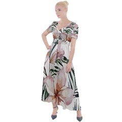 Tropical T- Shirt Tropical Delicate Bloom T- Shirt Button Up Short Sleeve Maxi Dress by maxcute