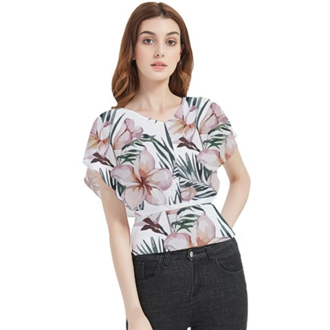 Tropical T- Shirt Tropical Delicate Bloom T- Shirt Butterfly Chiffon Blouse by maxcute