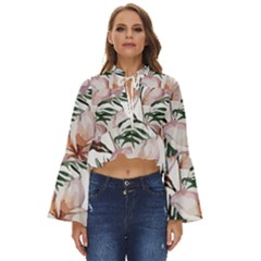 Tropical T- Shirt Tropical Delicate Bloom T- Shirt Boho Long Bell Sleeve Top by maxcute