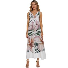 Tropical T- Shirt Tropical Delicate Bloom T- Shirt V-neck Sleeveless Loose Fit Overalls