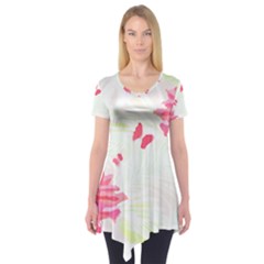 Tropical T- Shirt Tropical Elegant Flourish T- Shirt Short Sleeve Tunic  by maxcute