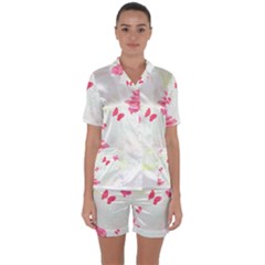 Tropical T- Shirt Tropical Elegant Flourish T- Shirt Satin Short Sleeve Pajamas Set by maxcute