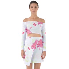 Tropical T- Shirt Tropical Elegant Flourish T- Shirt Off Shoulder Top With Skirt Set by maxcute