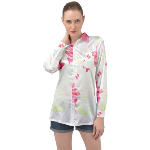 Tropical T- Shirt Tropical Elegant Flourish T- Shirt Long Sleeve Satin Shirt by maxcute