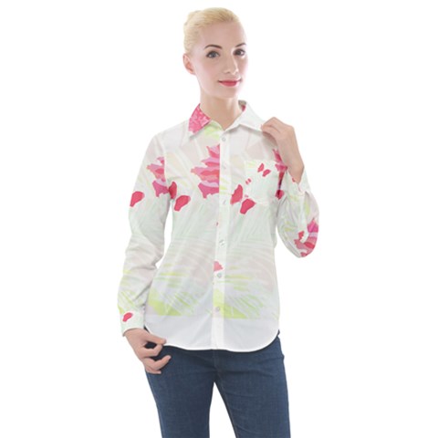 Tropical T- Shirt Tropical Elegant Flourish T- Shirt Women s Long Sleeve Pocket Shirt by maxcute