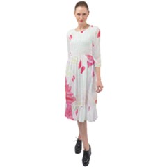 Tropical T- Shirt Tropical Elegant Flourish T- Shirt Ruffle End Midi Chiffon Dress by maxcute