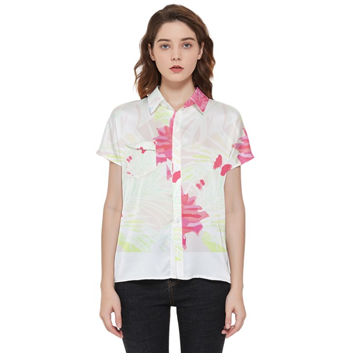 Tropical T- Shirt Tropical Elegant Flourish T- Shirt Short Sleeve Pocket Shirt