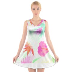 Tropical T- Shirt Tropical Fascinating Foliage T- Shirt V-neck Sleeveless Dress by maxcute