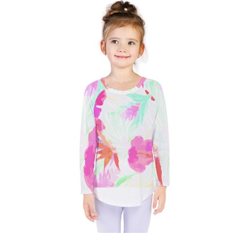 Tropical T- Shirt Tropical Fascinating Foliage T- Shirt Kids  Long Sleeve Tee by maxcute