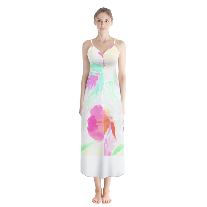 Tropical T- Shirt Tropical Fascinating Foliage T- Shirt Button Up Chiffon Maxi Dress