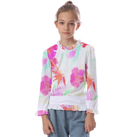 Tropical T- Shirt Tropical Fascinating Foliage T- Shirt Kids  Frill Detail Tee by maxcute