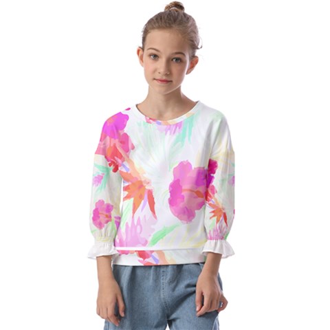 Tropical T- Shirt Tropical Fascinating Foliage T- Shirt Kids  Cuff Sleeve Top by maxcute