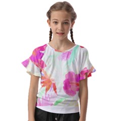 Tropical T- Shirt Tropical Fascinating Foliage T- Shirt Kids  Cut Out Flutter Sleeves by maxcute