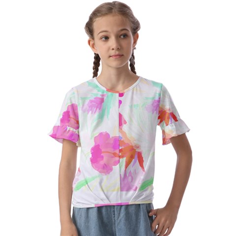 Tropical T- Shirt Tropical Fascinating Foliage T- Shirt Kids  Cuff Sleeve Scrunch Bottom Tee by maxcute