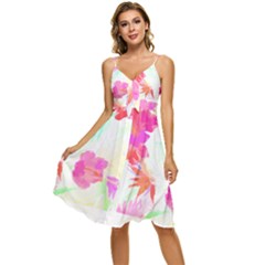 Tropical T- Shirt Tropical Fascinating Foliage T- Shirt Sleeveless Tie Front Chiffon Dress