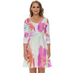 Tropical T- Shirt Tropical Fascinating Foliage T- Shirt Shoulder Cut Out Zip Up Dress