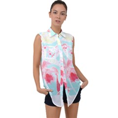 Tropical T- Shirt Tropical Fascinating Unfold T- Shirt Sleeveless Chiffon Button Shirt