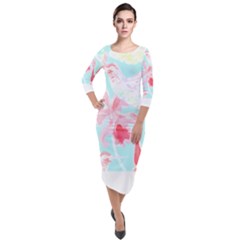 Tropical T- Shirt Tropical Fascinating Unfold T- Shirt Quarter Sleeve Midi Velour Bodycon Dress by maxcute