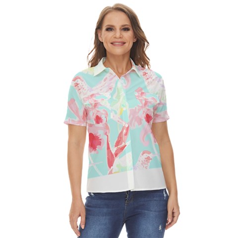 Tropical T- Shirt Tropical Fascinating Unfold T- Shirt Women s Short Sleeve Double Pocket Shirt by maxcute