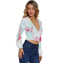 Tropical T- Shirt Tropical Fascinating Unfold T- Shirt Long Sleeve Deep-V Velour Top View3