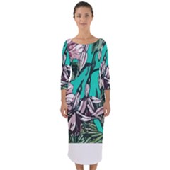 Tropical T- Shirt Tropical Fashion Aloha T- Shirt Quarter Sleeve Midi Bodycon Dress by maxcute