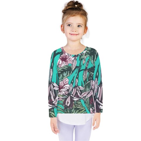 Tropical T- Shirt Tropical Fashion Aloha T- Shirt Kids  Long Sleeve Tee by maxcute