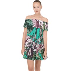 Tropical T- Shirt Tropical Fashion Aloha T- Shirt Off Shoulder Chiffon Dress by maxcute