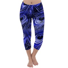 Purple Peacock Feather Capri Winter Leggings 